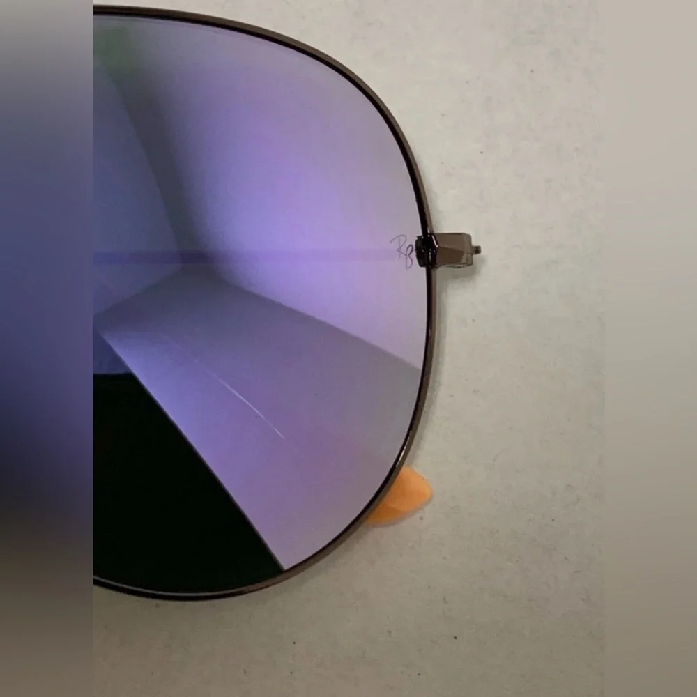 Ray-Ban Aviator Sunglasses RB3025 58mm Bronze Frame & Purple Green Lenses Unisex